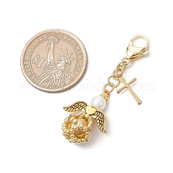 Подвеска в виде ангела из стеклянного жемчуга и стеклянных бусин&nbsp;HJEW-MZ00265-01