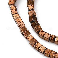 Fili di perle di roccia lavica naturale elettrodeposta&nbsp;G-A256-B01-01H