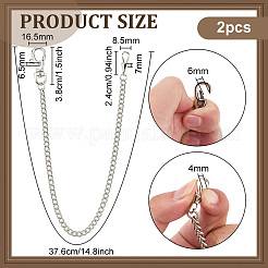 2 chaîne de montre de poche à clip en fer&nbsp;DIY-PH0035-36P