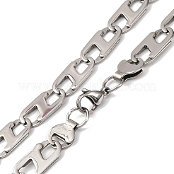 Halskette mit ovalen Mariner-Gliedern aus Edelstahl 201&nbsp;NJEW-F222-37P-03