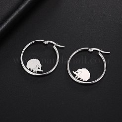 Серьги-кольца из нержавеющей стали 304 с бусинами в форме ежа&nbsp;LS-EJEW-F320-02P