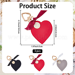 3 шт. 3-х цветные кожаные брелки в форме сердца&nbsp;KEYC-CL0001-24