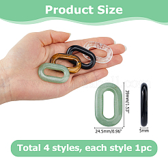4 Stück 4 Stile natürlicher grüner Aventurin & Tigerauge & Quarzkristall & Obsidian Verbindungsringe&nbsp;G-HS0001-20