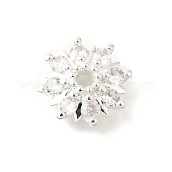 Perline di zirconia cubica trasparente in ottone a forma di fiore&nbsp;KK-V008-08A-S