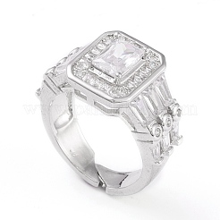 Anneaux de manchette réglables en laiton à micro-pavé de zircone cubique transparent&nbsp;RJEW-L098-002P