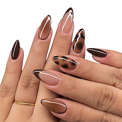 Uñas postizas de plástico con estampado de leopardo y cobertura completa.&nbsp;MRMJ-WH20008-24