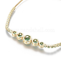 Pulseras de bolo de circonitas cúbicas con micro pave de latón ajustable&nbsp;X-BJEW-F404-01C-G