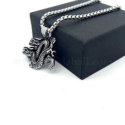 Винтажные кулоны в европейском стиле из нержавеющей стали 304 с изображением двойного дракона для мужчин.&nbsp;GQ0612