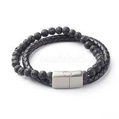 Bracciali multifilo con perline tonde in pietra mista naturale&nbsp;BJEW-JB06566