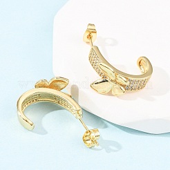 Серьги-гвоздики в форме бабочек с микропаве из кубических цирконий из латуни&nbsp;EJEW-B153-10G