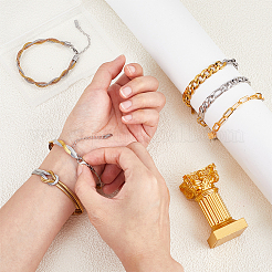 6 шт. 6 стиля браслетов-цепочек из нержавеющей стали/латуни для женщин&nbsp;BJEW-PH0004-52