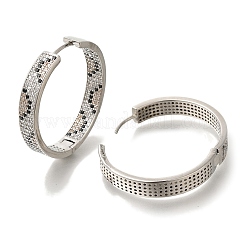 Orecchini a cerchio con micro pavé di zirconi in ottone placcato cremagliera&nbsp;EJEW-H016-19P