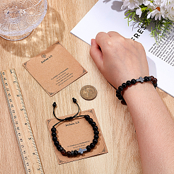 Регулируемые браслеты из круглых бусин натурального желтого тигрового глаза и обсидиана&nbsp;BJEW-WH0023-97