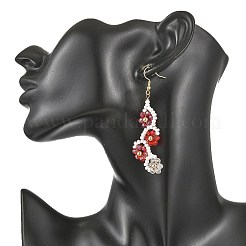 Pendientes colgantes con cuentas de semillas de vidrio en forma de flor&nbsp;EJEW-MZ00775-03