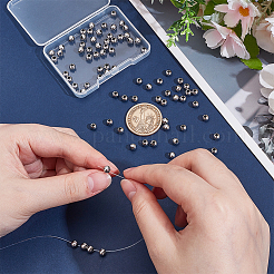 80 шт. круглые бусины из нержавеющей стали 304 с швом&nbsp;STAS-UN0063-62B-P