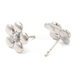 Blumen-Ohrstecker aus Messing mit klarem Zirkonia&nbsp;EJEW-Q770-10P