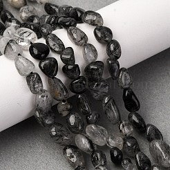 Нити бусин из натурального черного рутилированного кварца&nbsp;G-R445-6x8-18