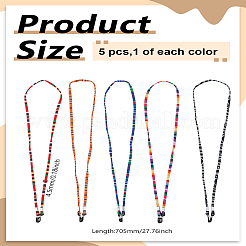 5 шт. 5-х цветные цепочки для очков из полиэстера&nbsp;AJEW-LP0008-19