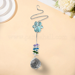 Стеклянный круглый подвесной ловец солнца&nbsp;AJEW-WH20130-15