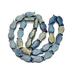 Pleins plaqués galvanoplastie dépoli perles de poissons de fils de verre&nbsp;EGLA-M001-B01