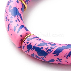 Braccialetto elastico con perline in tubo curvo acrilico&nbsp;BJEW-JB08442