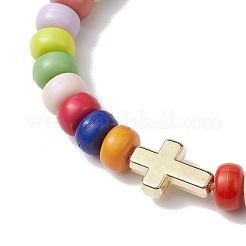 Braccialetti colorati con perline intrecciate in acrilico con rondelle&nbsp;BJEW-JB10339-01