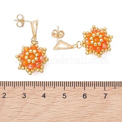 Valentinstag-Ohrstecker aus natürlicher und gefärbter malaysischer Jade mit Blumenmotiv.&nbsp;EJEW-MZ00716-01