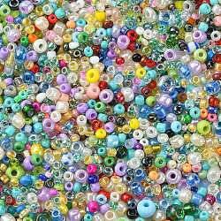 Perles de rocaille en verre, mixedstyle, couleur mixte, 2~4.5x1~5mm, Trou: 0.5~1mm, environ 35000 pcs/1000 g