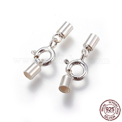 925 стерлингового серебра застежками пружинного кольца, с мозг конец, серебряные, 19 мм, Внутренние размеры: 2 mm