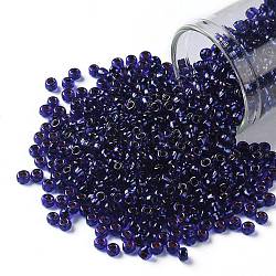 TOHO Round Seed Beads, Japanese Seed Beads, (743) Copper Lined Transparent Sapphire, 8/0, 3mm, Hole: 1mm, about 222pcs/bottle, 10g/bottle