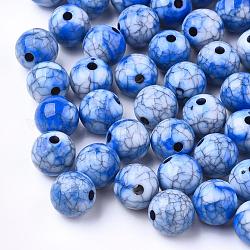 Бисера треск акриловые, бусы из искусственного камня, круглые, синие, 9~9.5 мм, Отверстие : 2 мм , около 950 шт / 500 г