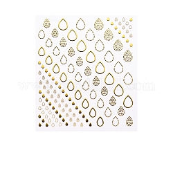 3d decalcomanie di adesivi per nail art, timbratura d'oro, autoadesiva, per le decorazioni delle punte delle unghie, modello a goccia, 90x77mm, Formato del pacchetto: 95x138 mm
