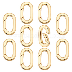 Pandahall elite 10 pz anelli a molla in ottone, ovale, vero placcato oro 18k, 9 gauge, 16x8.5x3mm