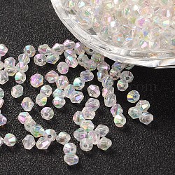 Perles acryliques transparentes écologiques plaquées couleur bicône ab, clair ab, 6x6mm, Trou: 1mm, environ 6250 pcs/500 g