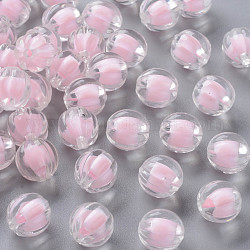 Transparente Acryl Perlen, Perle in Perlen, Kürbis, rosa, 11x11.5 mm, Bohrung: 2 mm, ca. 610 Stk. / 500 g