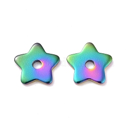 Placcatura ionica color arcobaleno (ip) 304 perline in acciaio inossidabile, stella, 8x8x1mm, Foro: 1.5 mm