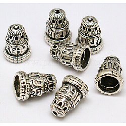 Brass Buddha Beads, Cone, Antique Silver, 16x12mm, Hole: 2mm
