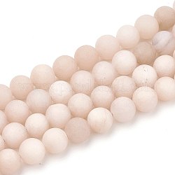Chapelets de perles de jade blanche naturelle, mat, teinte, Imitation de la pierre de soleil, ronde, 6mm, Trou: 1mm, Environ 63 pcs/chapelet, 15.5 pouce