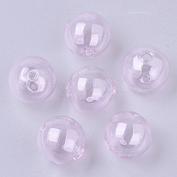 Perles de verre soufflées faites à la main, ronde, rose, 16x16mm, Trou: 1~2mm