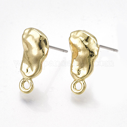 Alloy Stud Earring Findings, with Steel Pins, with Loop, Light Gold, 14.5x7mm, Hole: 1.5mm, Pin: 0.7mm