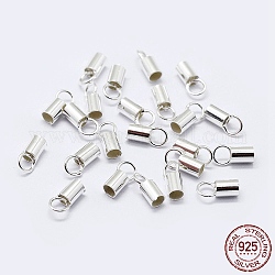 925 Sterlingsilberschnur Enden, Silber, 6~7x1.5 mm, Bohrung: 2 mm, Innendurchmesser: 1 mm