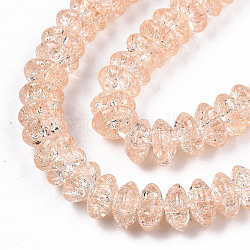 Perles en verre craquelé, teints et chauffée, rondelle, peachpuff, 8x4mm, Trou: 1mm, Environ 89~95 pcs/chapelet, 15.16~15.55 pouce (38.5~39.5 cm)