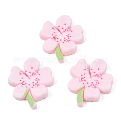 Spray Painted Opaque Resin Cabochons, Flower, Pink, 25x21x4.5mm