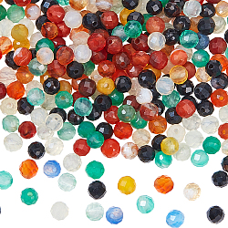 Nbeads 2 fili di perline di agata multicolore naturale, sfaccettato, tondo, 3~3.5x2.5~3mm, Foro: 0.3 mm, circa 114~141pcs/filo, 15.1~16.4 pollice (38.4~41.8 cm)