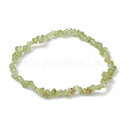 Pulseras elásticas con cuentas de chips de jade natural de oliva para mujer, diámetro interior: 2-1/4~2-1/2 pulgada (58~62 mm)