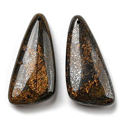 Pendentifs bronzite naturelles, triangle, 46x21~23x8.5~9mm, Trou: 1.5mm