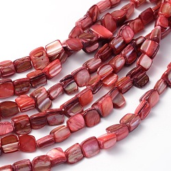 Natürliche Muschel Perlen, unregelmäßig, rot, 8x5~15 mm, Bohrung: 0.8~1.1 mm, 53 Stk. / Strang, 16 Zoll