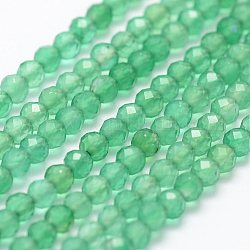 Naturelles agate verte brins de perles, facette, teinte, ronde, 2mm, Trou: 0.5mm, Environ 175 pcs/chapelet, 14.9 pouce (38 cm)