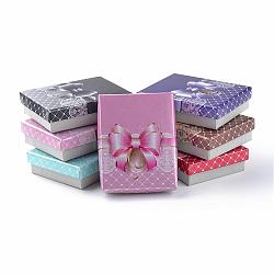 Cajas de joyería de cartón, con la esponja en el interior, para collares y aretes, Rectángulo, color mezclado, 9.5x7x2.5 cm