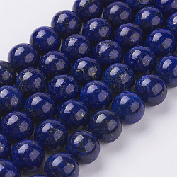 Chapelets de perles en lapis-lazuli naturel, teinte, ronde, bleu, 12mm, Trou: 1mm, Environ 16 pcs/chapelet, 7.6 pouce
